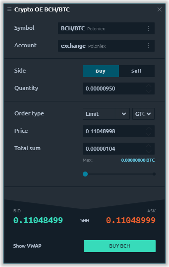 Order Entry for crypto exchanges