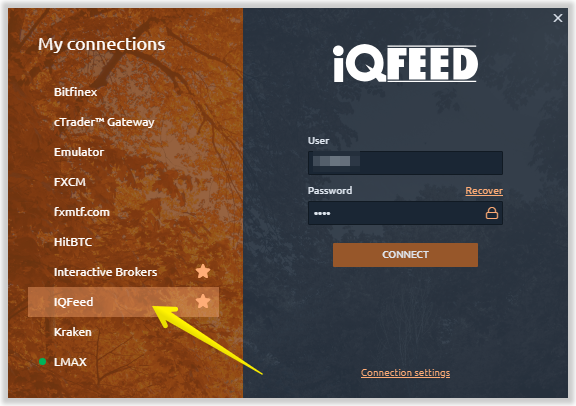 Connection to IQFeed via Quantower