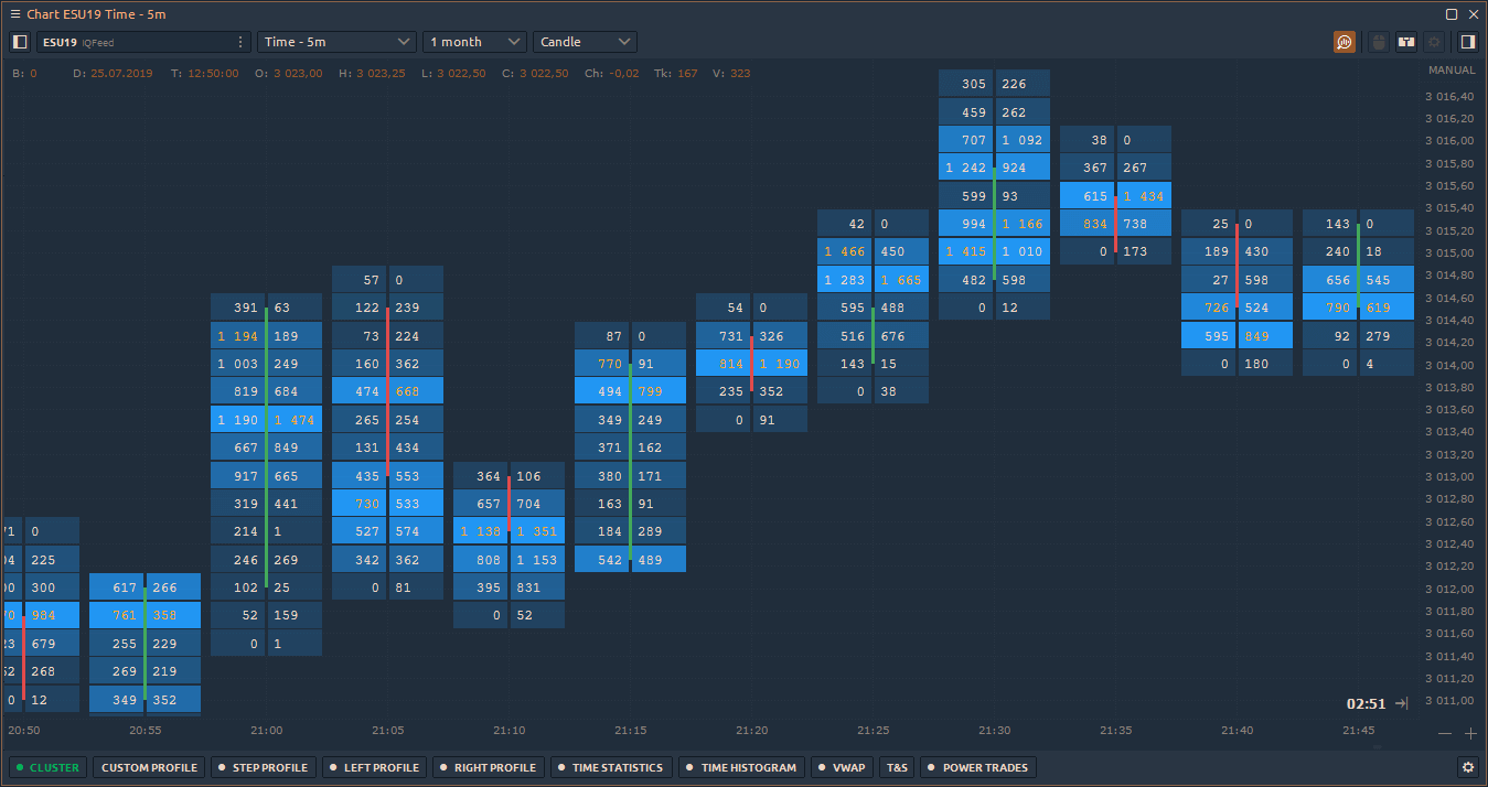 Gain full market insight using price, volume, time and order flow on a single chart