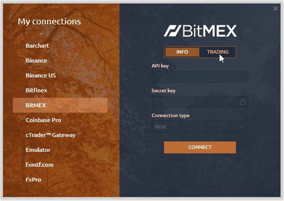Trading on BitMEX crypto exchange via Quantower